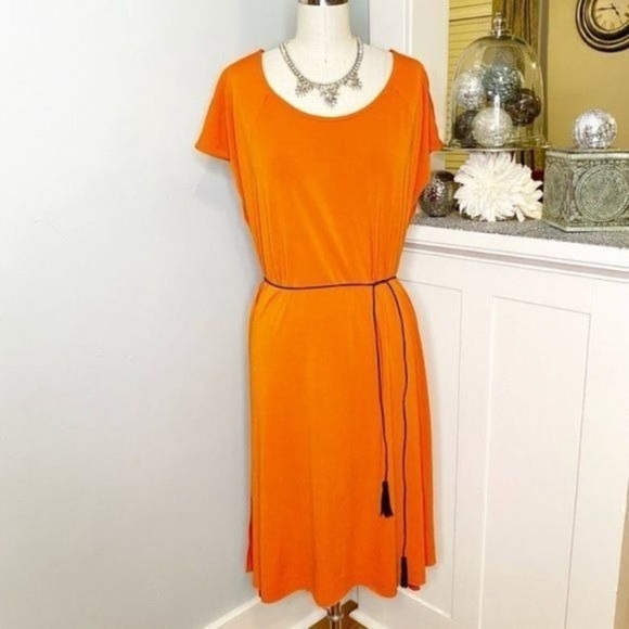Lane Bryant Orange Tassel Belt Dress 18 20 Nwt - Picture 4 of 11